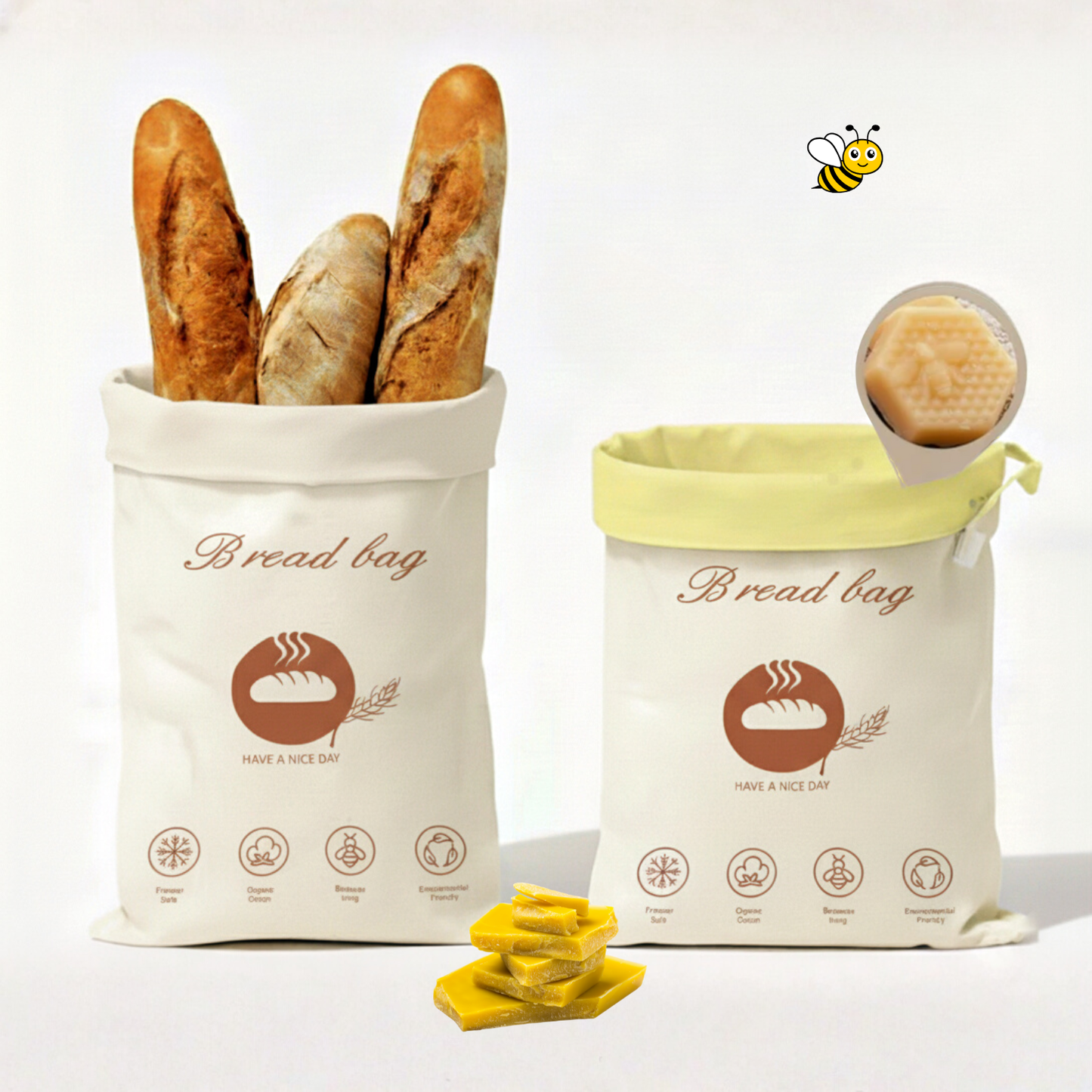 Premium Cotton-Beeswax Bread Bags - by Lorine™