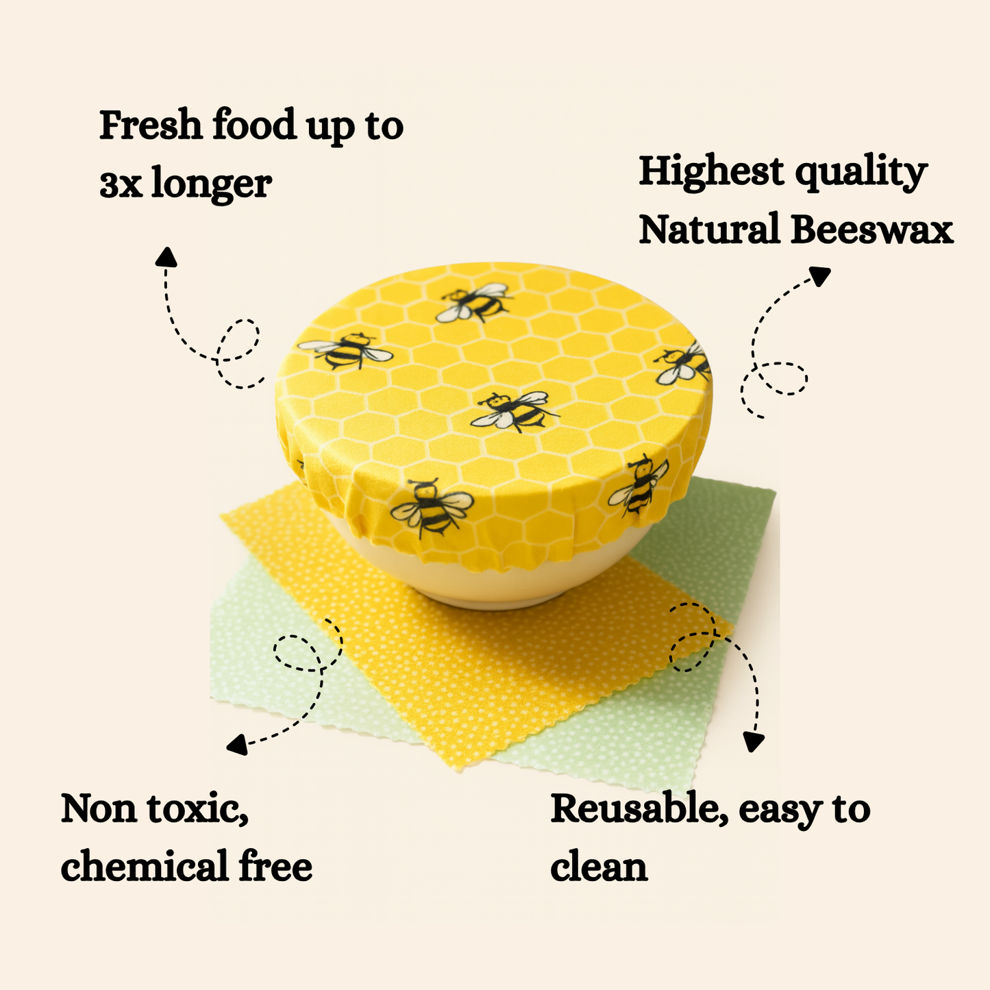 Lorine's Beeswax Wraps for Food (3-pack)