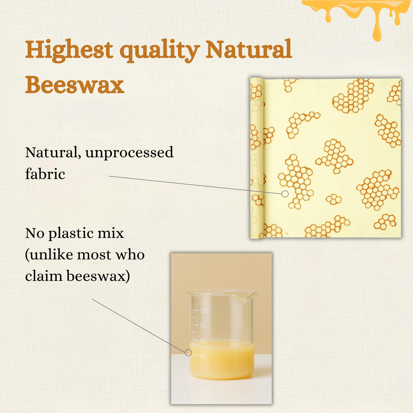 Lorine's Beeswax Wraps for Food (3-pack)