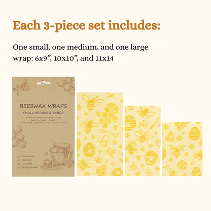 Lorine's Beeswax Wraps for Food (3-pack)