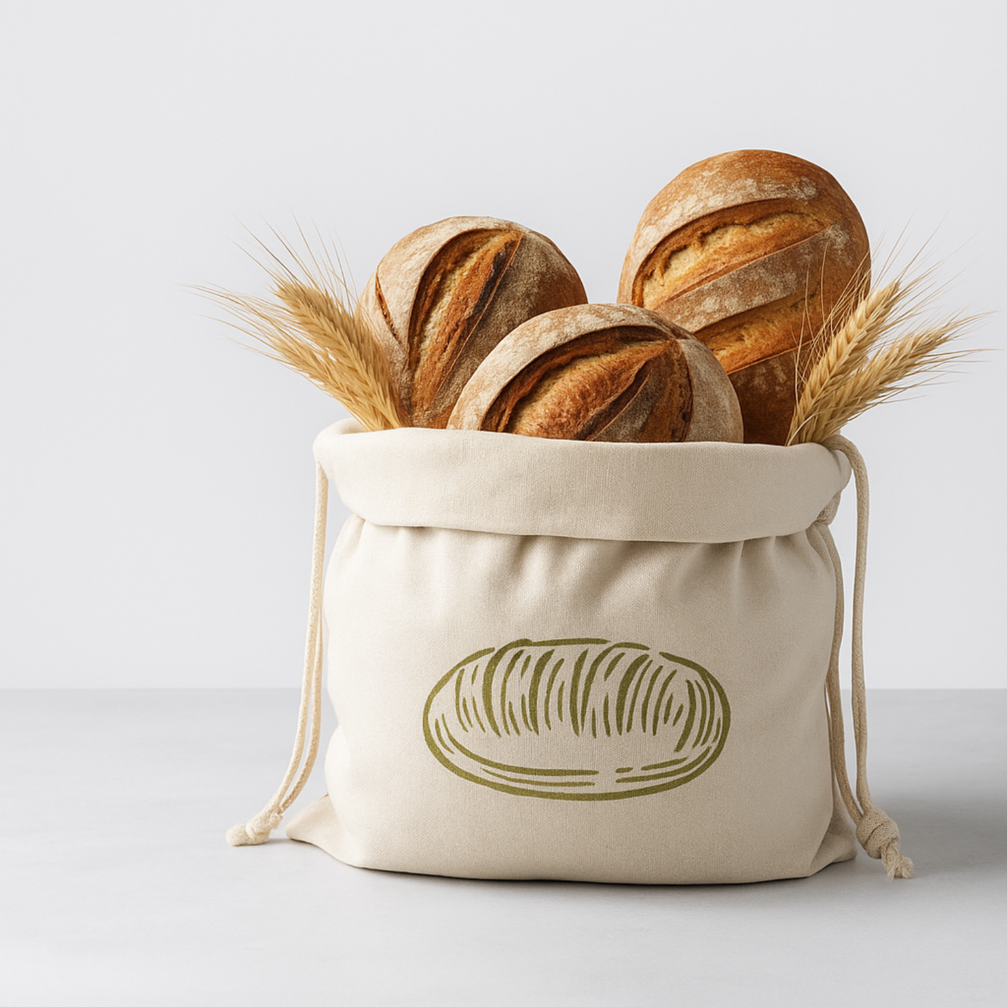 Premium 100% Natural Linen Bread Bags (2-PACK) by Lorine