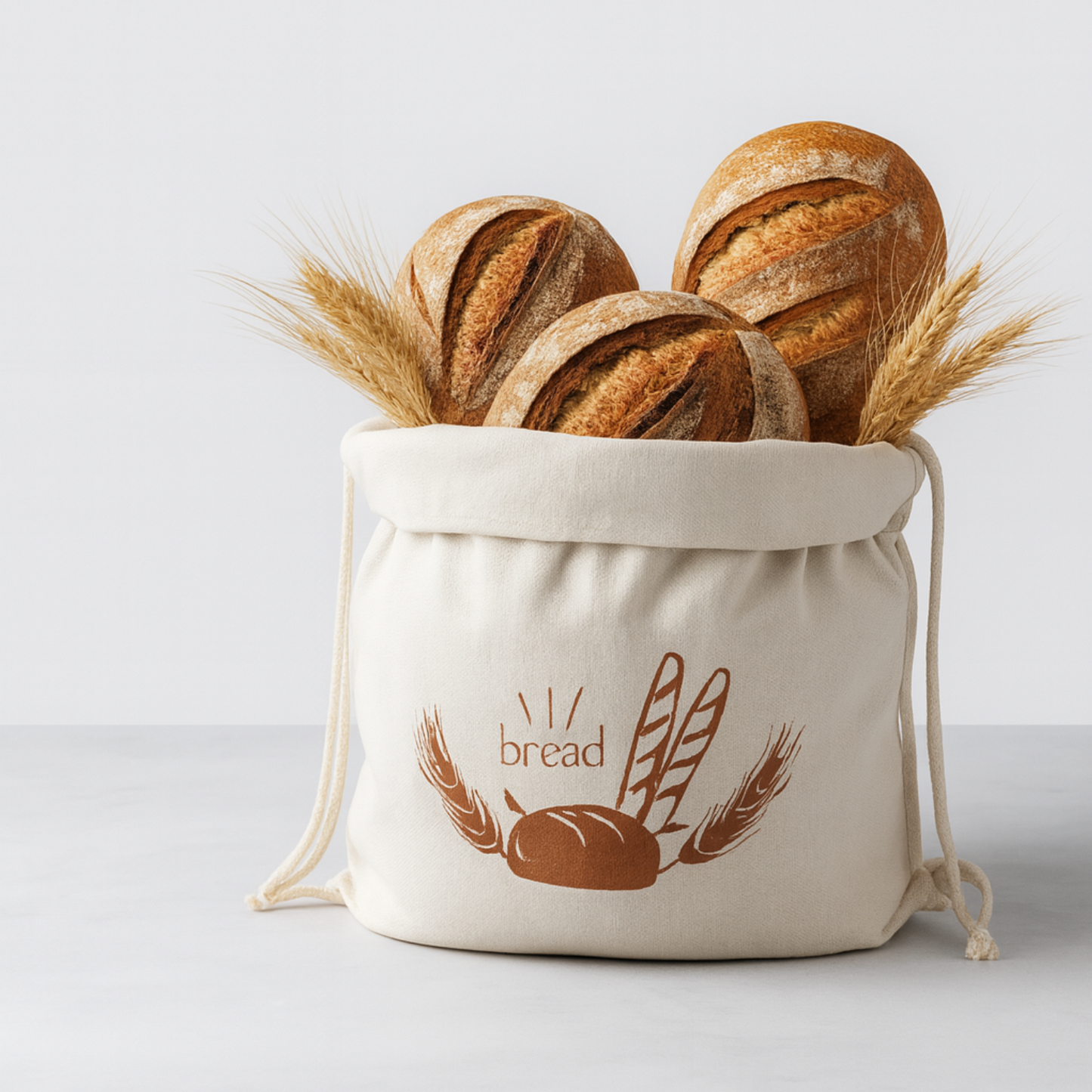 Premium 100% Natural Linen Bread Bags (2-PACK) by Lorine