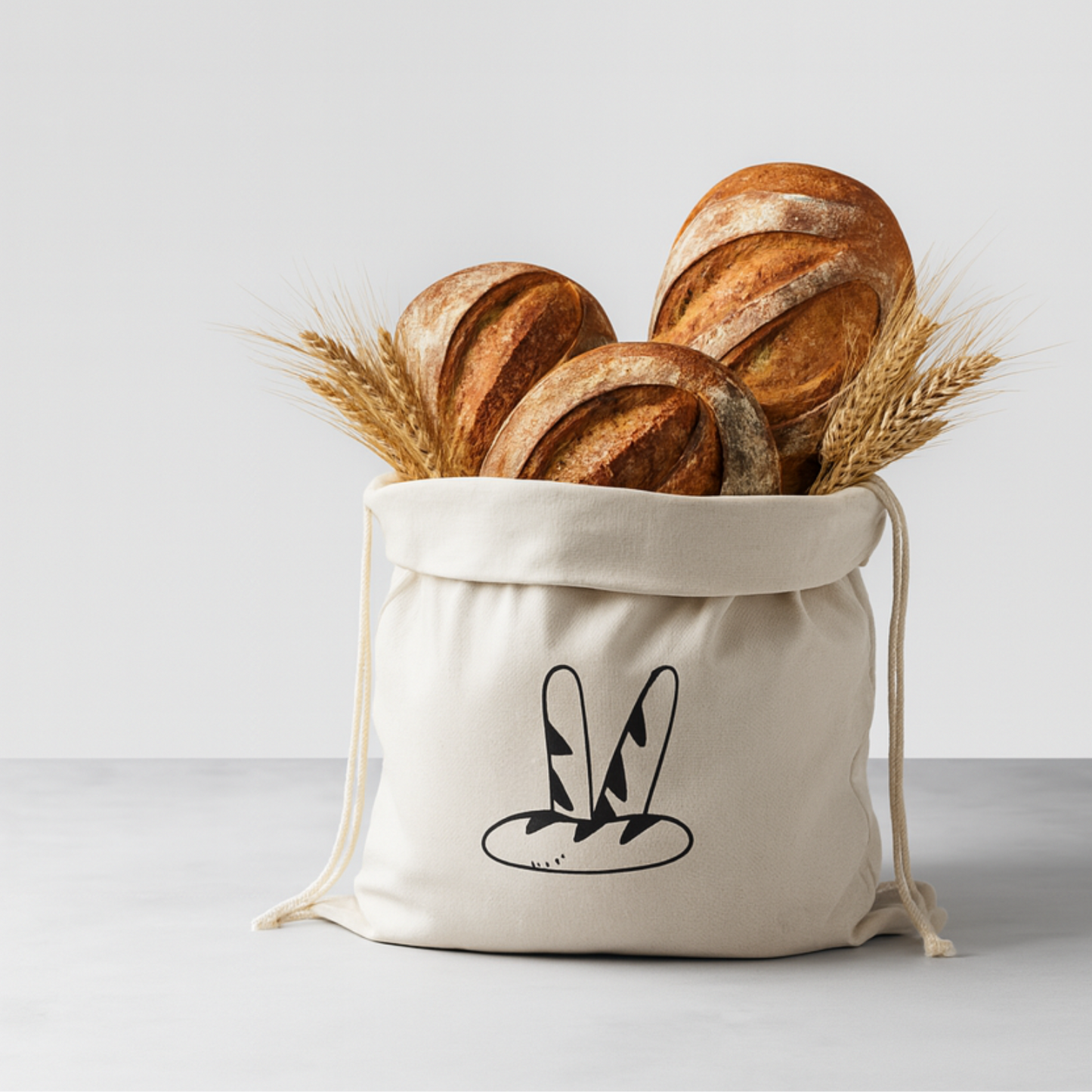 Premium 100% Natural Linen Bread Bags (2-PACK) by Lorine