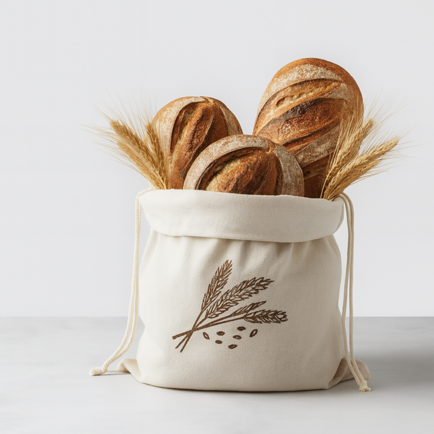 Premium 100% Natural Linen Bread Bags (2-PACK) by Lorine
