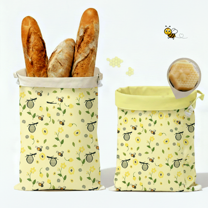 Premium 100% Cotton Beeswax Bread Bags (by Lorine)